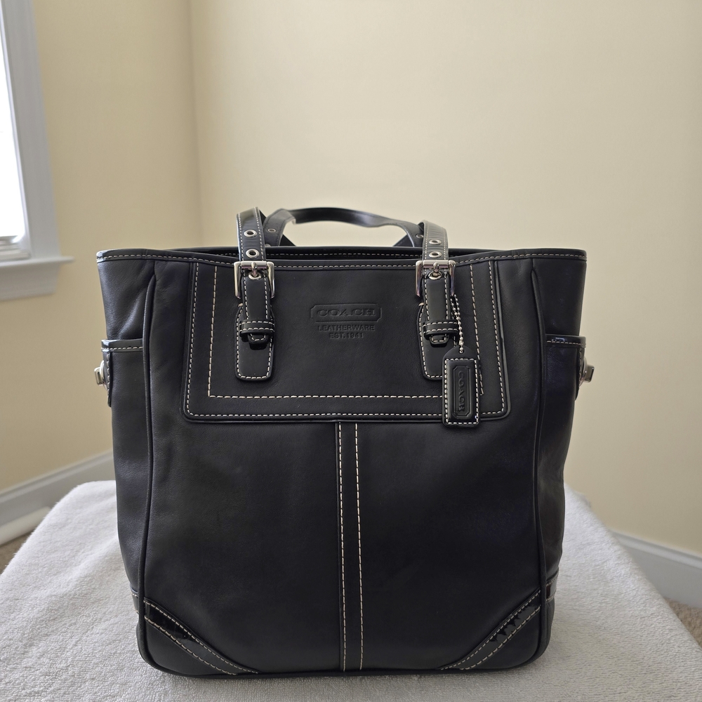 Coach Hamilton Black Leather Tote Bag - Picture 4 of 10